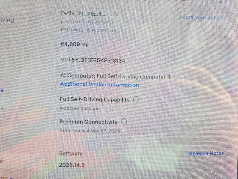 Продаж на аукціоні авто 2019 Tesla Model 3, vin: 5YJ3E1EB5KF513134, номер лоту: 55554746
