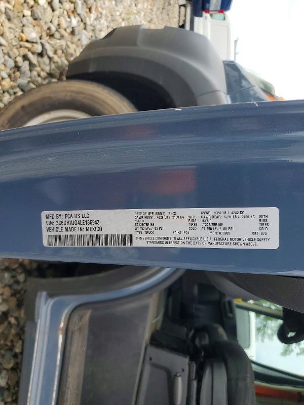 2020 Ram Promaster 3500 მანქანა იყიდება აუქციონზე, vin: 3C6URVJG4LE136943, აუქციონის ნომერი: 56624486