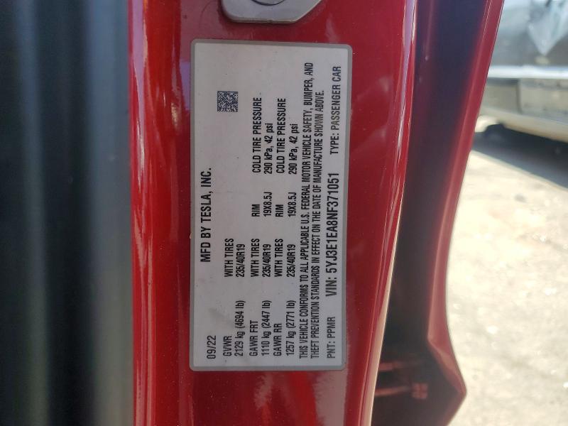 Продажа на аукционе авто 2022 Tesla Model 3, vin: 5YJ3E1EA8NF371051, номер лота: 56150576