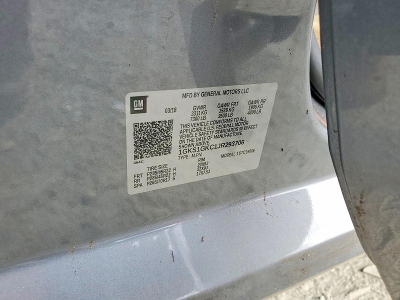 57781356 :رقم المزاد ، 1GKS1GKC1JR293706 vin ، 2018 Gmc Yukon Xl مزاد بيع