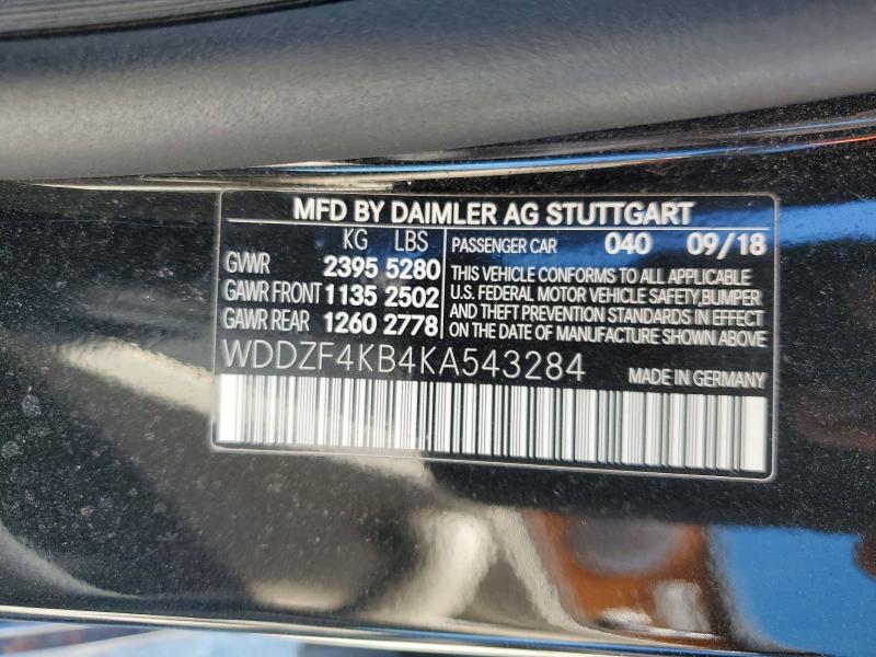 2019 Mercedes-benz E მანქანა იყიდება აუქციონზე, vin: WDDZF4KB4KA543284, აუქციონის ნომერი: 58372416