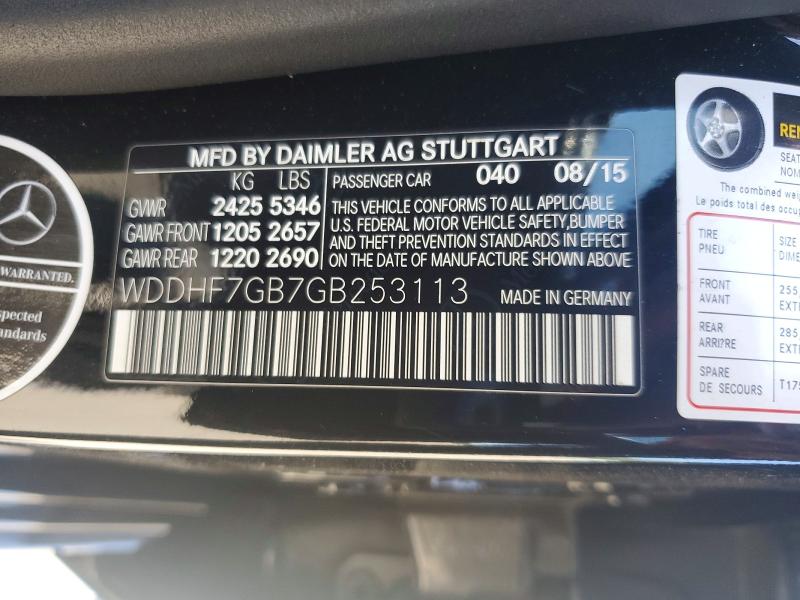 2016 Mercedes-benz E მანქანა იყიდება აუქციონზე, vin: WDDHF7GB7GB253113, აუქციონის ნომერი: 56974526