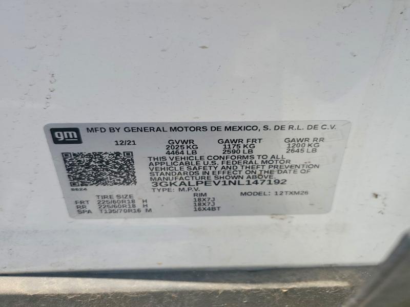 Aukcja sprzedaży 2022 Gmc Terrain, vin: 3GKALPEV1NL147192, numer aukcji: 59194166