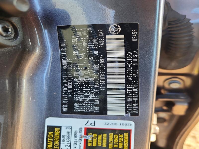 Auction sale of the 2015 Toyota Camry, vin: 4T1BF1FK2FU049977, lot number: 56152716