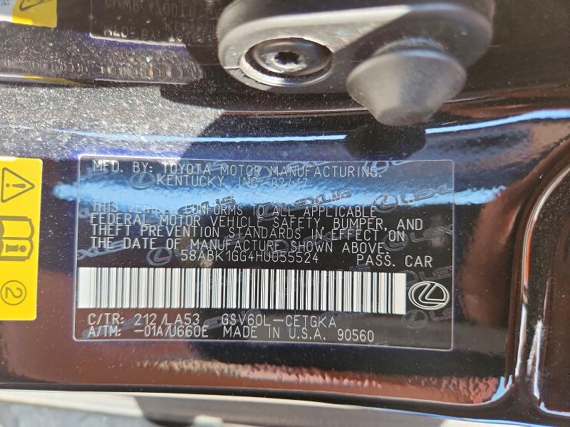 Aukcja sprzedaży 2017 Lexus Es, vin: 58ABK1GG4HU055524, numer aukcji: 55914916