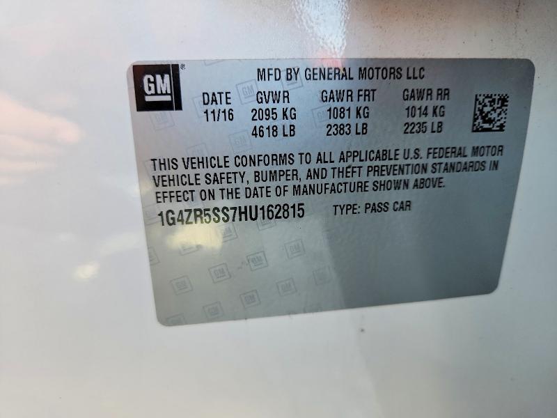 57898956 :رقم المزاد ، 1G4ZR5SS7HU162815 vin ، 2017 Buick Lacrosse مزاد بيع