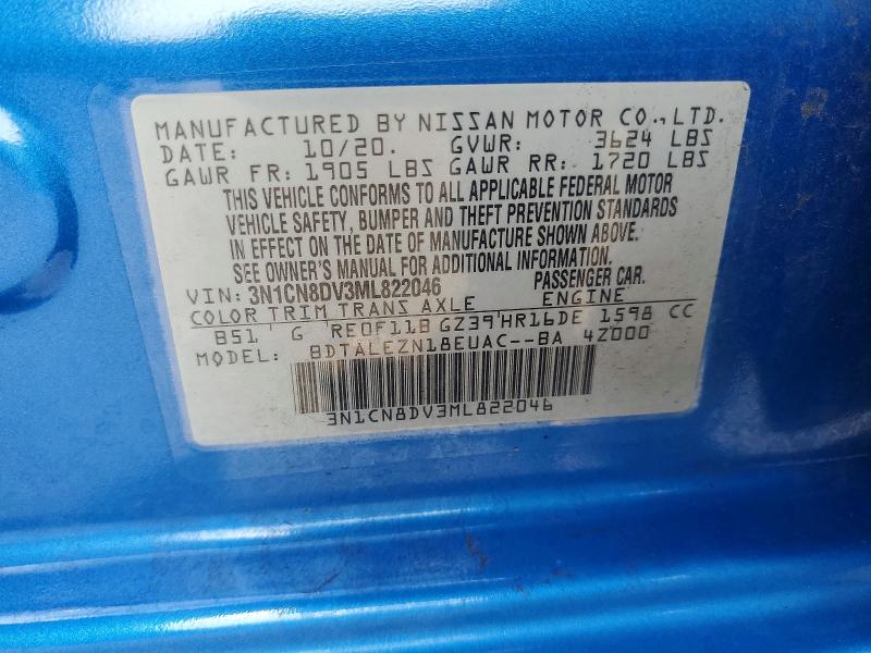 Auction sale of the 2021 Nissan Versa, vin: 3N1CN8DV3ML822046, lot number: 55873356