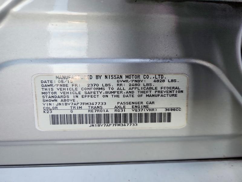 Продаж на аукціоні авто 2015 Infiniti Q50, vin: JN1BV7AP7FM347733, номер лоту: 55600746