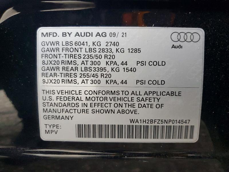 Продажа на аукционе авто 2022 Audi Q4 E-tron, vin: WA1H2BFZ5NP014547, номер лота: 57032116