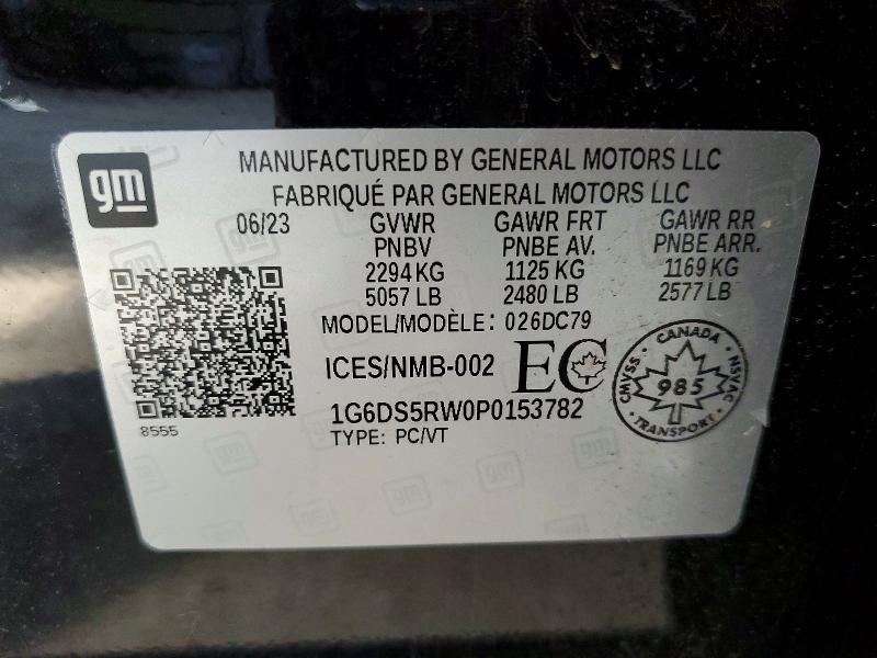 2023 Cadillac Ct5 მანქანა იყიდება აუქციონზე, vin: 1G6DS5RW0P0153782, აუქციონის ნომერი: 59110246