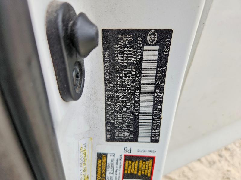 Aukcja sprzedaży 2012 Toyota Camry, vin: 4T1BF1FK4CU508941, numer aukcji: 56961886