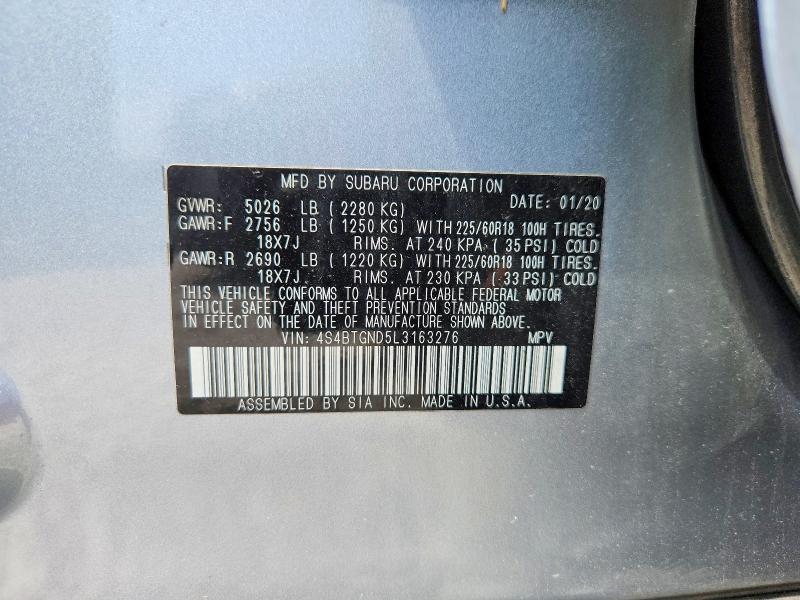 Продаж на аукціоні авто 2020 Subaru Outback, vin: 4S4BTGND5L3163276, номер лоту: 57848066