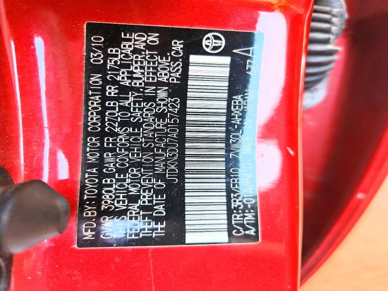 56989316 :رقم المزاد ، JTDKN3DU7A0157423 vin ، 2010 Toyota Prius مزاد بيع