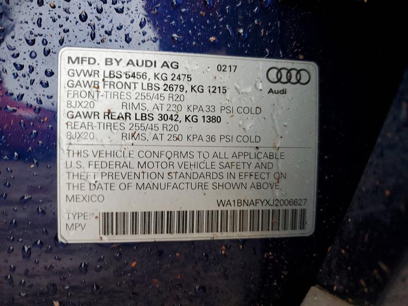 Продажа на аукционе авто 2018 Audi Q5, vin: WA1BNAFYXJ2006627, номер лота: 57171366