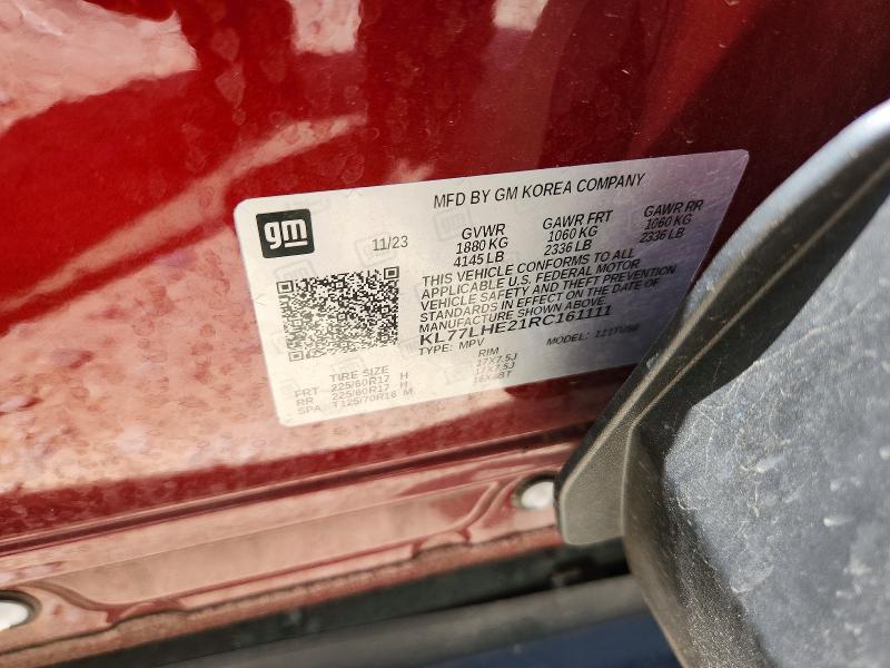 59218186 :رقم المزاد ، KL77LHE21RC161111 vin ، 2024 Chevrolet Trax مزاد بيع