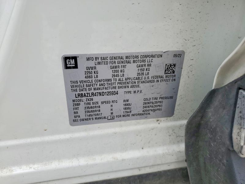 Продажа на аукционе авто 2022 Buick Envision, vin: LRBAZLR47ND125934, номер лота: 56047046