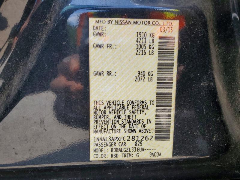 Продаж на аукціоні авто 2015 Nissan Altima, vin: 1N4AL3APXFC281262, номер лоту: 56002916