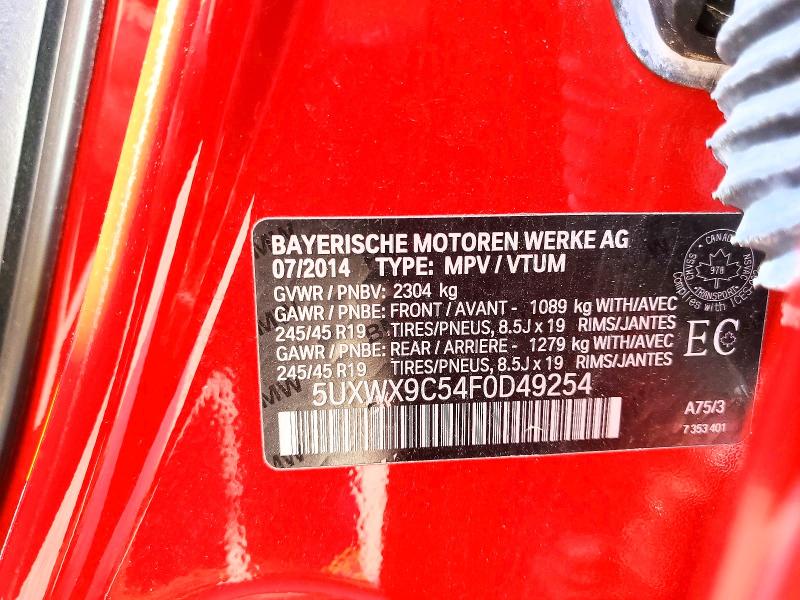 Продаж на аукціоні авто 2015 Bmw X3, vin: 5UXWX9C54F0D49254, номер лоту: 58671196