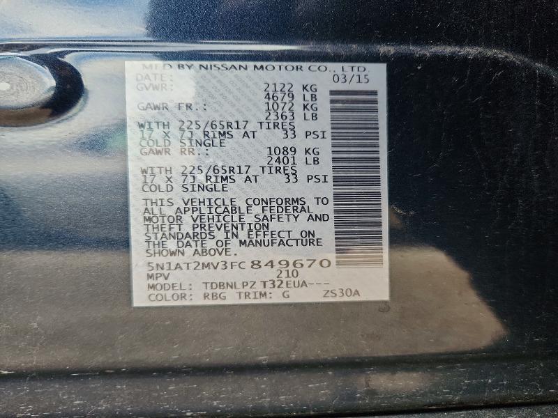 Продажа на аукционе авто 2015 Nissan Rogue, vin: 5N1AT2MV3FC849670, номер лота: 57203136