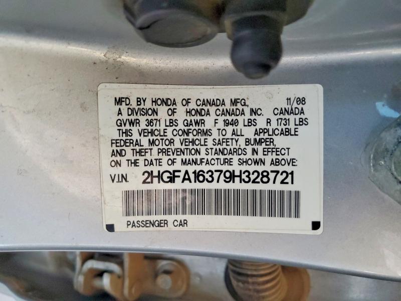 Продаж на аукціоні авто 2009 Honda Civic, vin: 2HGFA16379H328721, номер лоту: 57877096
