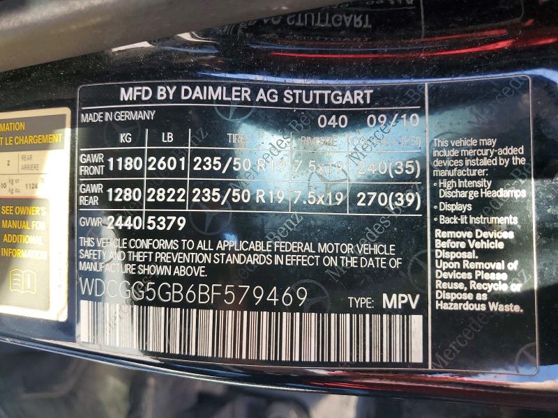 58686536 :رقم المزاد ، WDCGG5GB6BF579469 vin ، 2011 Mercedes-benz Glk مزاد بيع