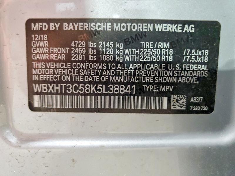Продажа на аукционе авто 2019 Bmw X1, vin: WBXHT3C58K5L38841, номер лота: 57113376