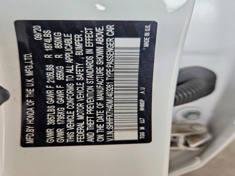 57021706 :رقم المزاد ، SHHFK7H40MU403261 vin ، 2021 Honda Civic 4d مزاد بيع