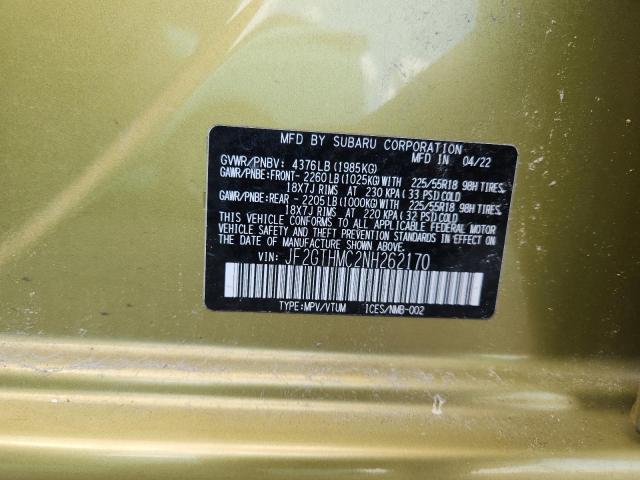 Продажа на аукционе авто 2022 Subaru Crosstrek, vin: JF2GTHMC2NH262170, номер лота: 57694436