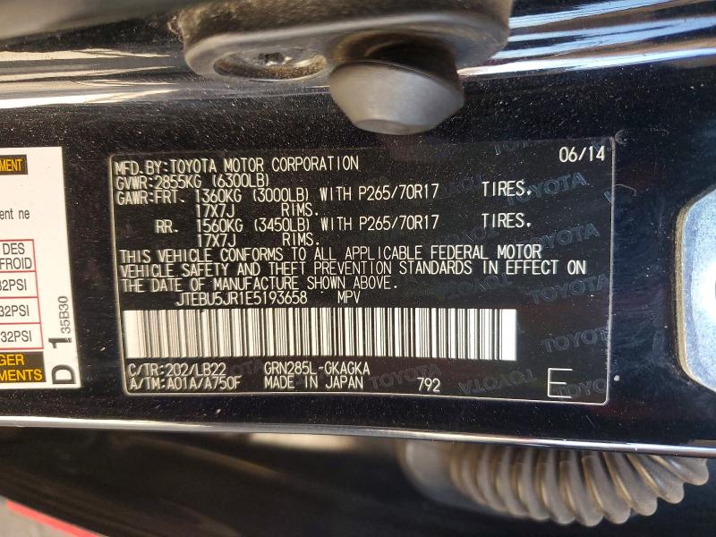 55973196 :رقم المزاد ، JTEBU5JR1E5193658 vin ، 2014 Toyota 4runner مزاد بيع