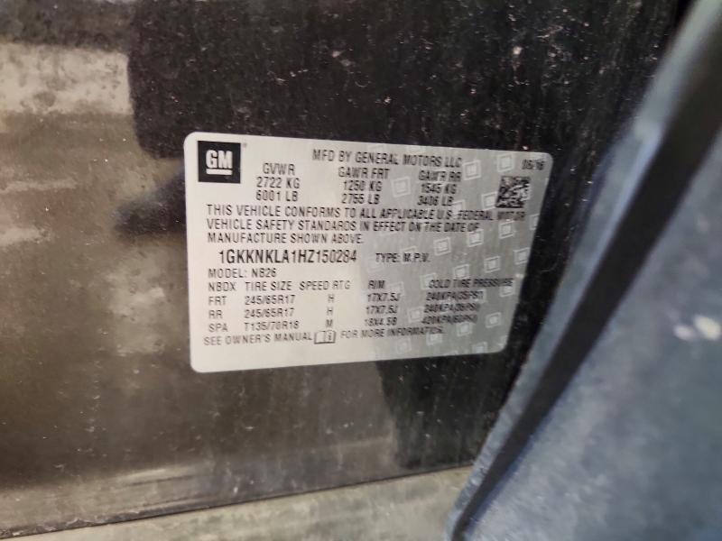 58979006 :رقم المزاد ، 1GKKNKLA1HZ150284 vin ، 2017 Gmc Acadia مزاد بيع