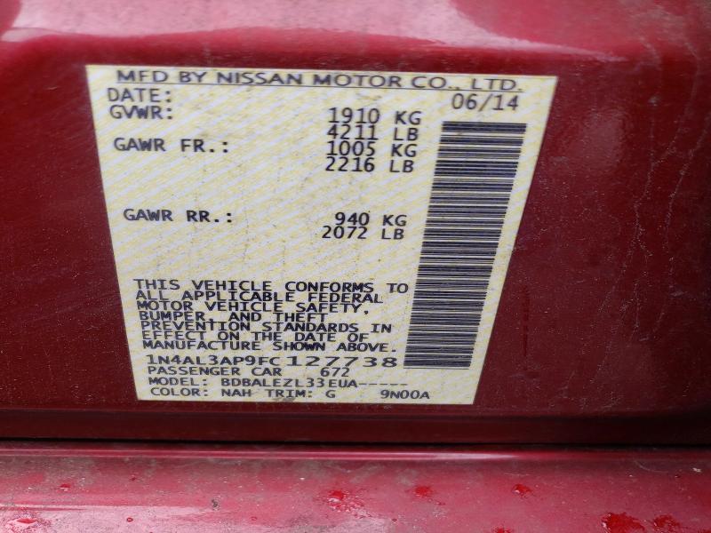 Продаж на аукціоні авто 2015 Nissan Altima, vin: 1N4AL3AP9FC127738, номер лоту: 57672586