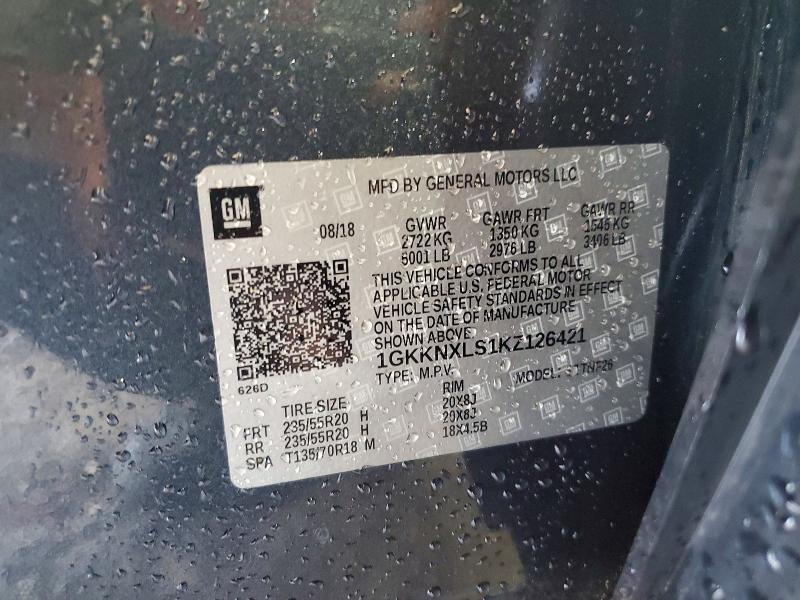 Aukcja sprzedaży 2019 Gmc Acadia, vin: 1GKKNXLS1KZ126421, numer aukcji: 57883506
