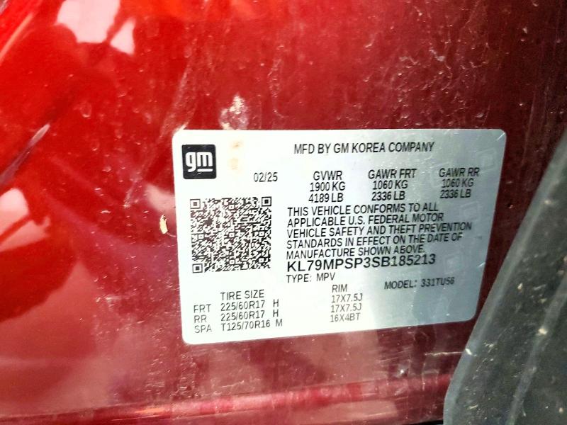 56047716 :رقم المزاد ، KL79MPSP3SB185213 vin ، 2025 Chevrolet Trailblazer مزاد بيع