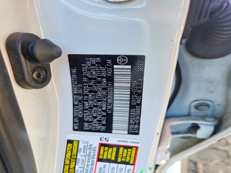 Aukcja sprzedaży 2019 Toyota Camry, vin: 4T1BZ1HK3KU030241, numer aukcji: 57589846