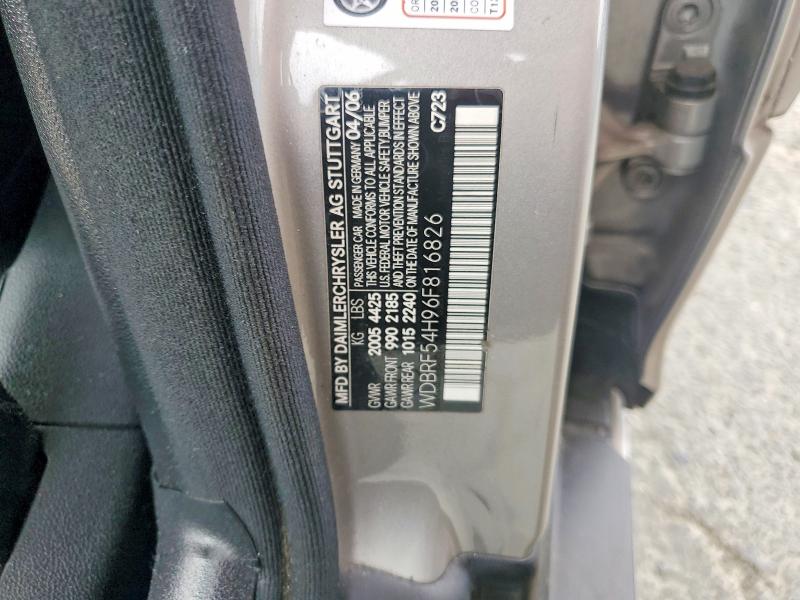 Aukcja sprzedaży 2006 Mercedes-benz C, vin: WDBRF54H96F816826, numer aukcji: 58297756