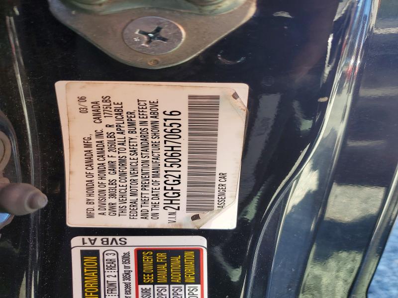 Продажа на аукционе авто 2006 Honda Civic, vin: 2HGFG21506H706516, номер лота: 57628196