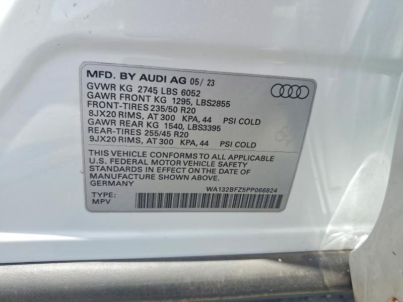 2023 Audi Q4 E-tron მანქანა იყიდება აუქციონზე, vin: WA132BFZ5PP066824, აუქციონის ნომერი: 56676916