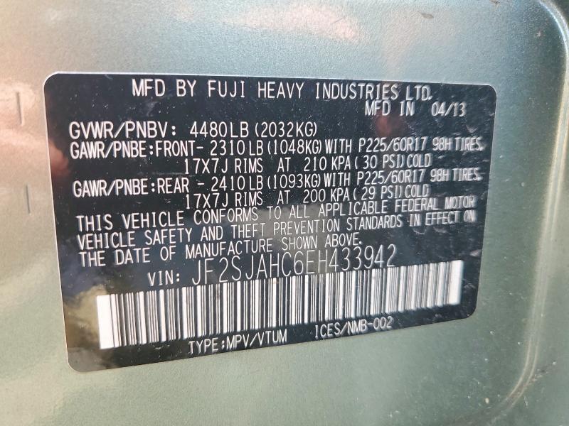 Aukcja sprzedaży 2014 Subaru Forester, vin: JF2SJAHC6EH433942, numer aukcji: 58934836