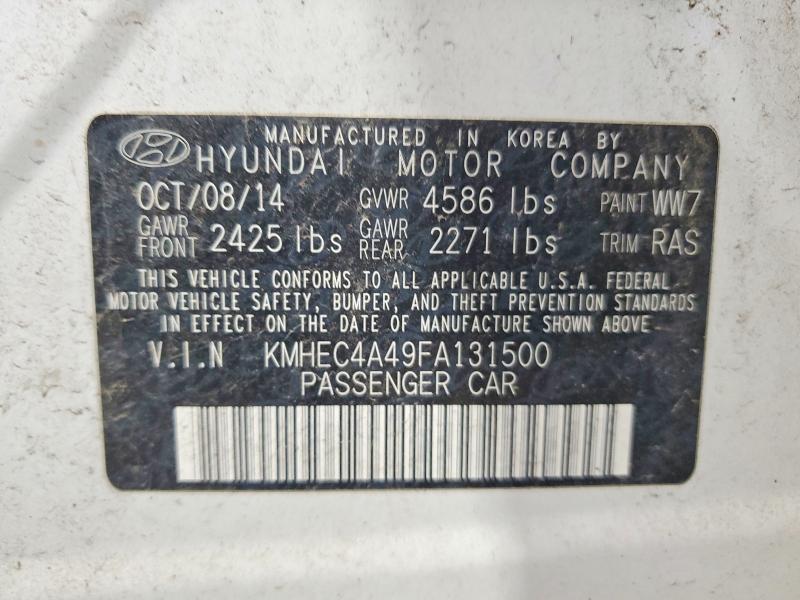 55837136 :رقم المزاد ، KMHEC4A49FA131500 vin ، 2015 Hyundai Sonata Hybrid مزاد بيع