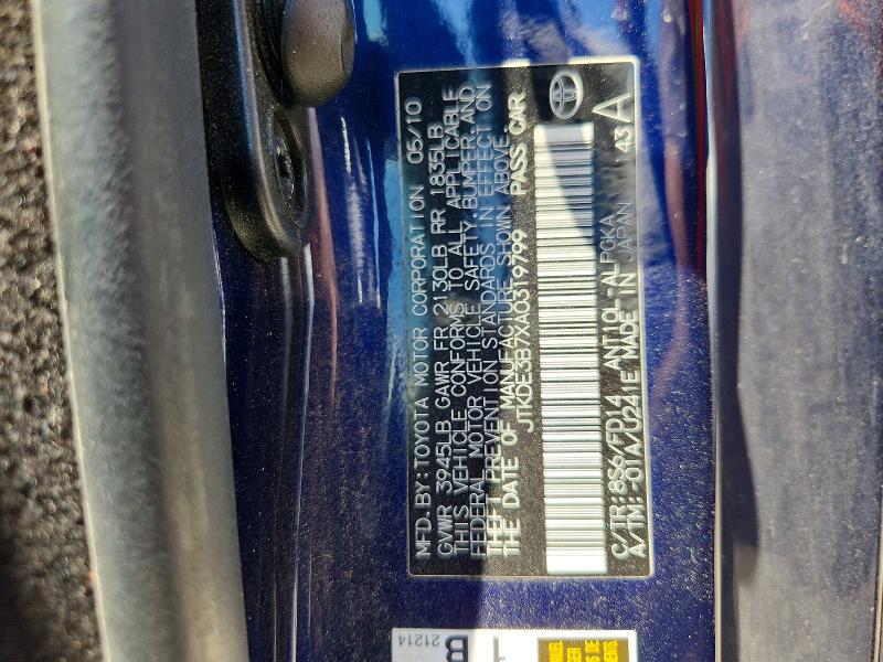 57597706 :رقم المزاد ، JTKDE3B7XA0319799 vin ، 2010 Scion Tc مزاد بيع