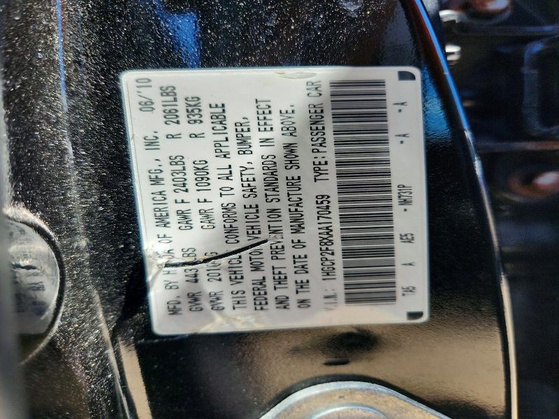 Продаж на аукціоні авто 2010 Honda Accord, vin: 1HGCP2F8XAA170459, номер лоту: 57563766