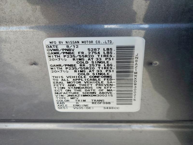Aukcja sprzedaży 2013 Nissan Murano, vin: JN8AZ1MWXDW300215, numer aukcji: 58141896