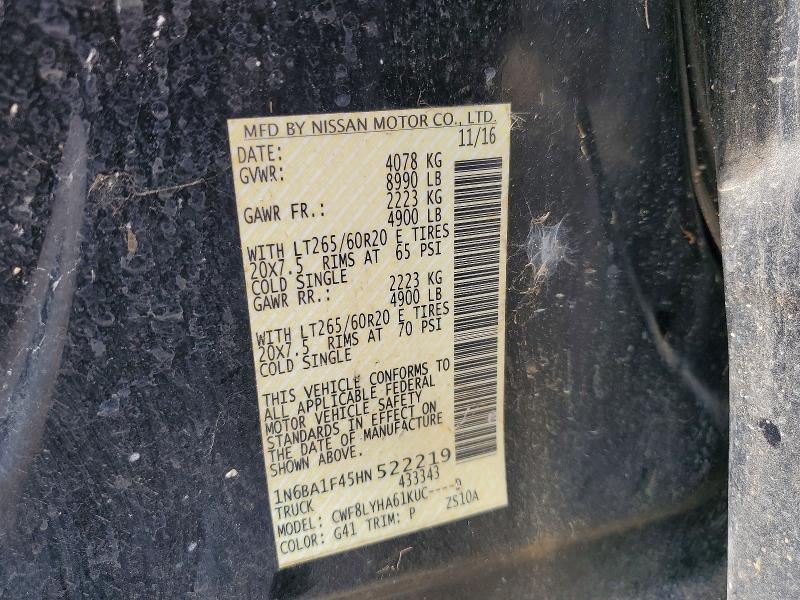 Aukcja sprzedaży 2017 Nissan Titan Xd, vin: 1N6BA1F45HN522219, numer aukcji: 57177306