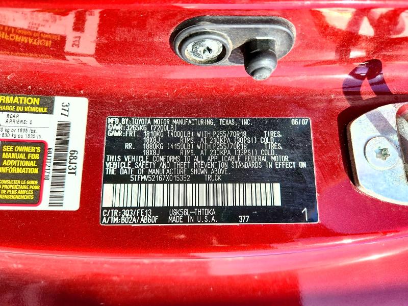 Aukcja sprzedaży 2007 Toyota Tundra, vin: 5TFMV52167X015352, numer aukcji: 58591906