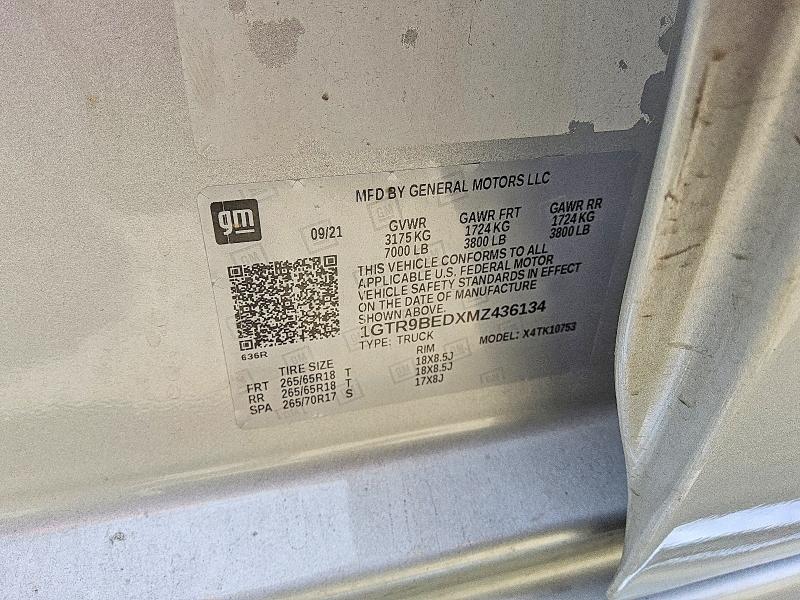 Aukcja sprzedaży 2021 Gmc Sierra, vin: 1GTR9BEDXMZ436134, numer aukcji: 58090456