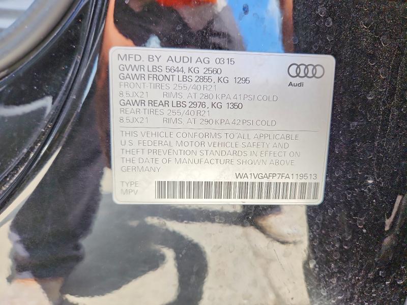 Продажа на аукционе авто 2015 Audi Sq5, vin: WA1VGAFP7FA119513, номер лота: 56950746