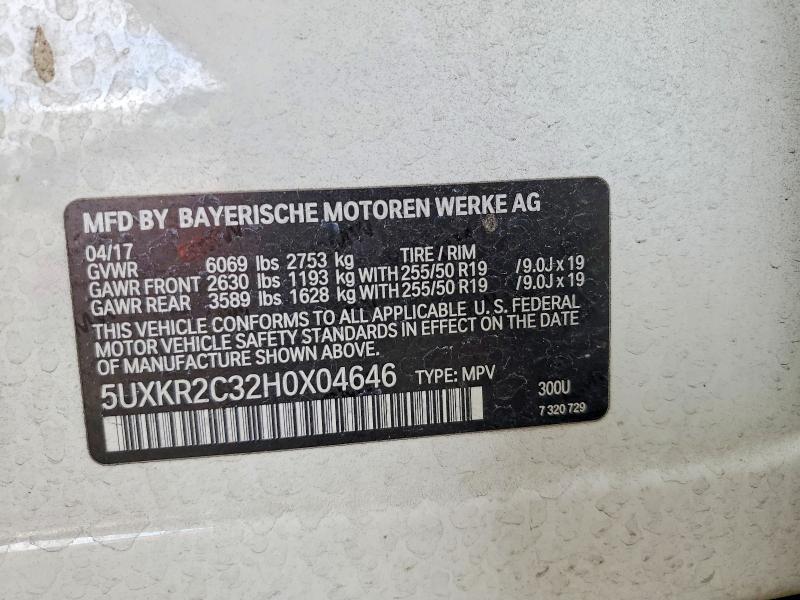 Aukcja sprzedaży 2017 Bmw X5, vin: 5UXKR2C32H0X04646, numer aukcji: 58980226
