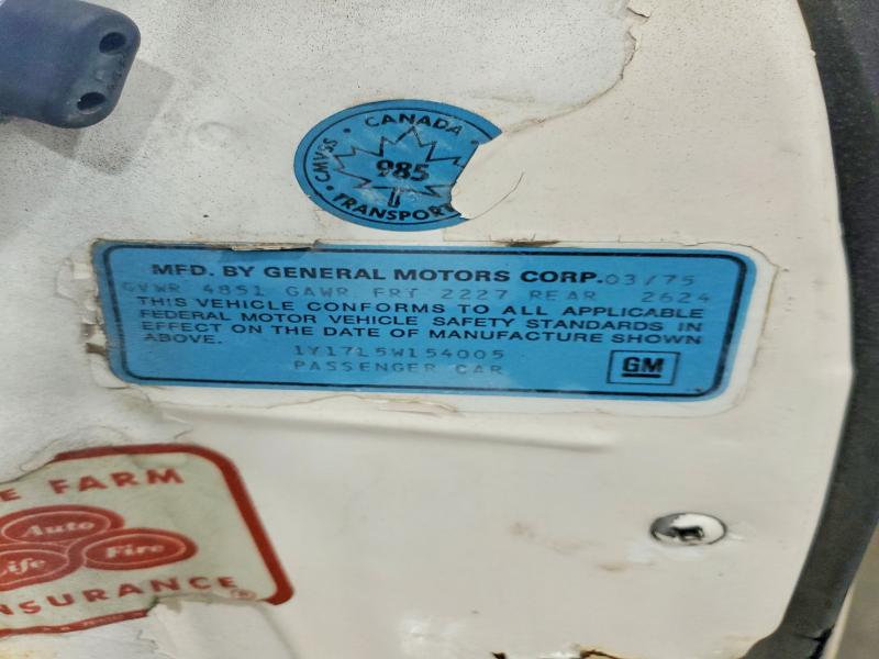 1975 Chevrolet Nova მანქანა იყიდება აუქციონზე, vin: 1Y17L5W154005, აუქციონის ნომერი: 57166936