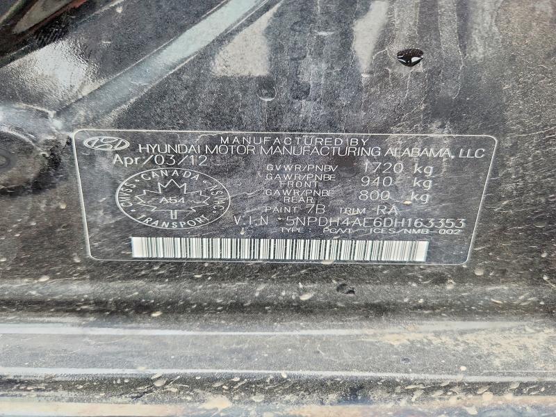 56536126 :رقم المزاد ، 5NPDH4AE6DH163353 vin ، 2013 Hyundai Elantra مزاد بيع