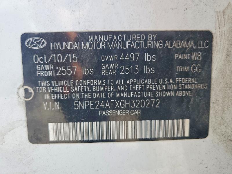 58844486 :رقم المزاد ، 5NPE24AFXGH320272 vin ، 2016 Hyundai Sonata مزاد بيع